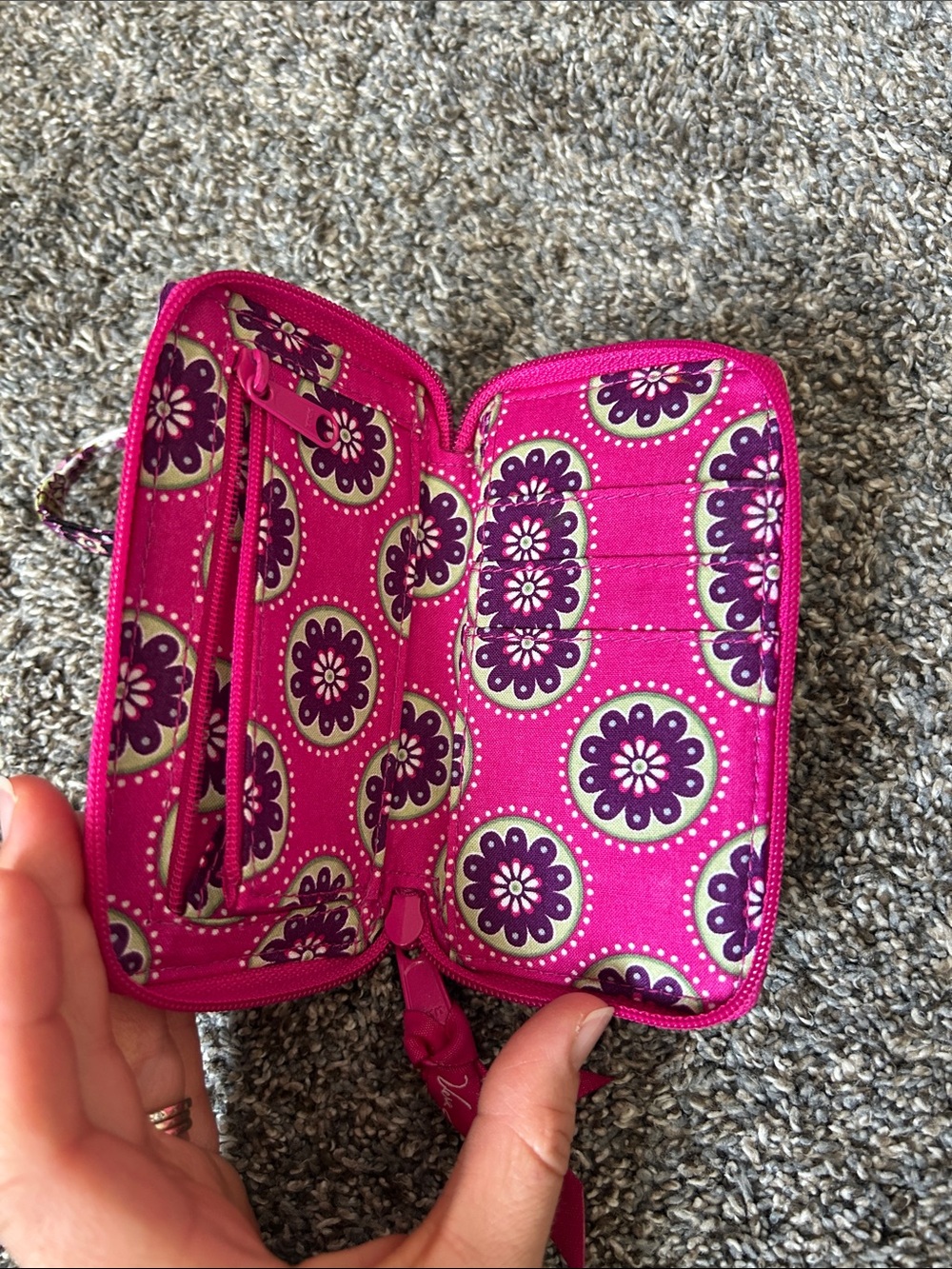 Vera Bradley Pink Paisley Wristlet with Green Accents - Picture 3 of 6